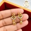 Gold Covering Floral Stone Stud Earrings