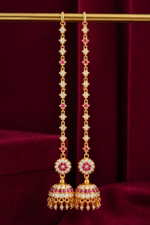 PREMIUM RUBY WHITE EARRING AND MATTAL