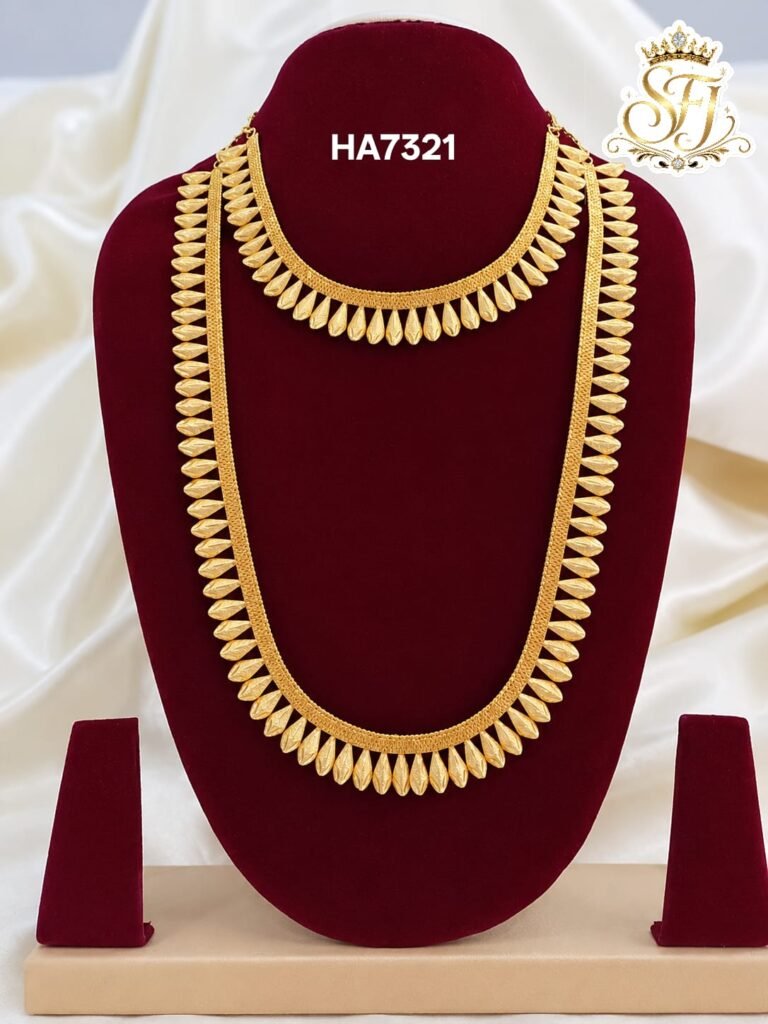 One Gram Gold Plated Leaf Design Long Haram HA7321