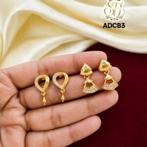 One Gram Gold Paisley Stone Earrings with Premium Gold Finish