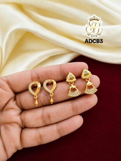 One Gram Gold Paisley Stone Earrings with Premium Gold Finish