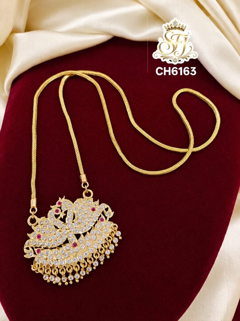 RUBY PINK STONE WORK DOLLAR CHAIN