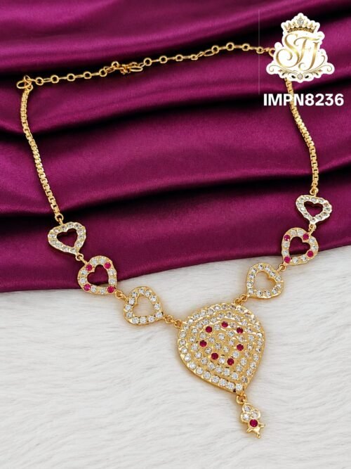 RUBY WHITE HEART NECKLACE