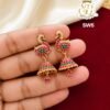 PREMIUM PINK WHITH GREEN SWAN EARRING