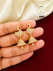 PREMIUM GRAND WHITE STONE SWAN EARRINGS