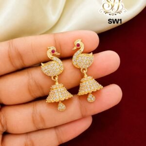 PREMIUM GRAND WHITE STONE SWAN EARRINGS