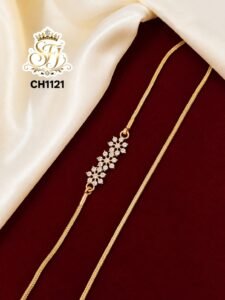 PREMIUM WHITE STONE FLORAL MUGAPPU CHAIN