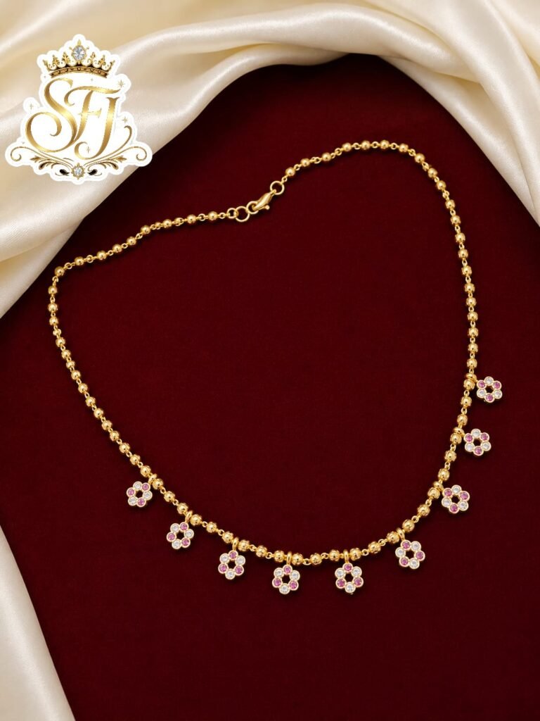 PREMIUM RUBY WHITE FLORAL SHORT CHAIN