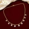 Gold covering white floral stone necklace with elegant charm design