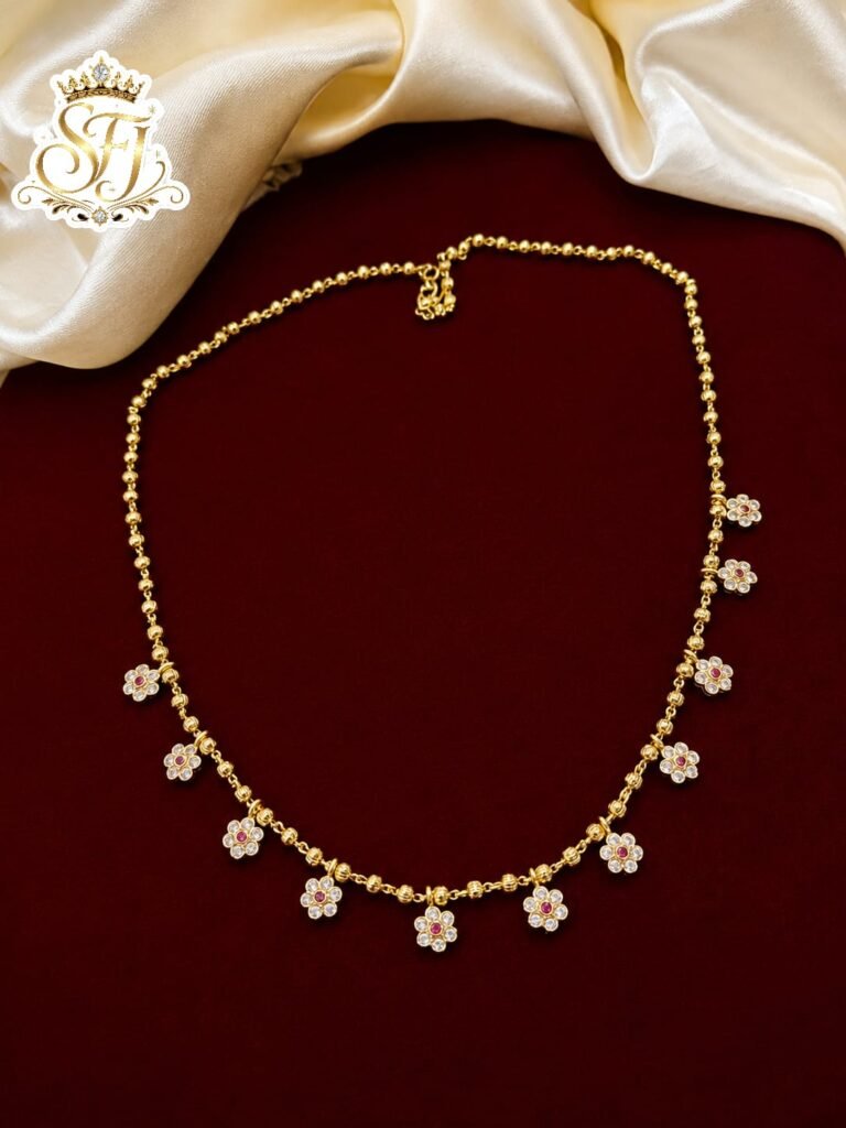 Premium floral ball chain gold covering necklace for women