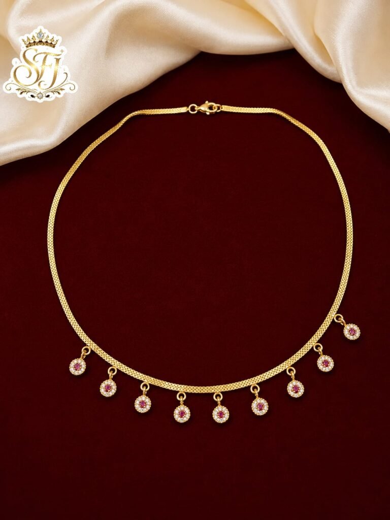 FLORAL RUBY STONE SHORT CHAIN