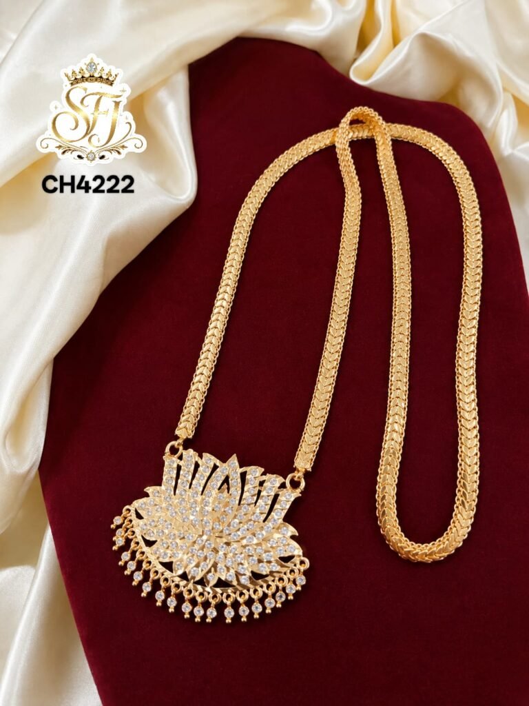 PREMIUM WHITE STONE LOTUS CHAIN
