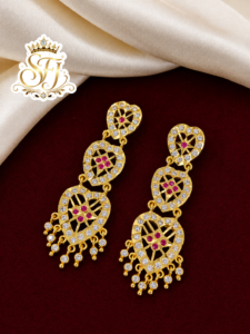 Ruby white stone earrings