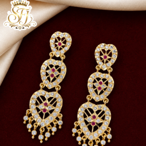 Ruby white three step earrings