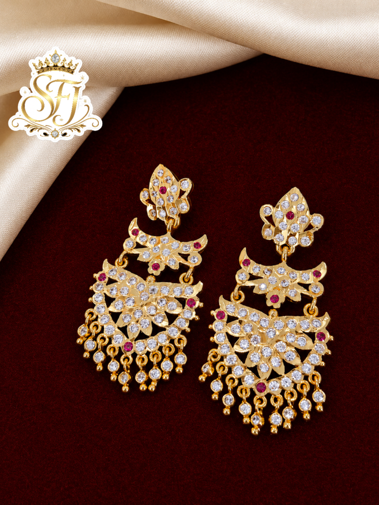 Three step impone stone earrings