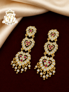Three step heart earrings