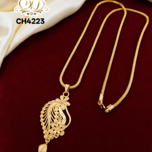 Elegant Floral Design Gold Covering Chain with Pendant
