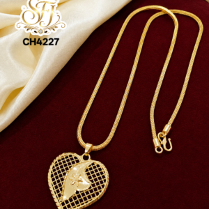 Heart Design Gold Covering Pendant Chain