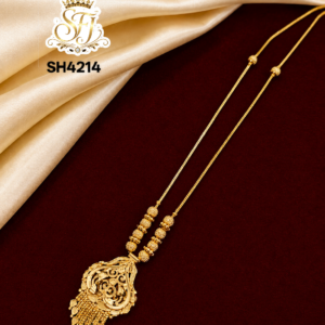 Traditional Gold Covering Long Chain with Filigree Pendant