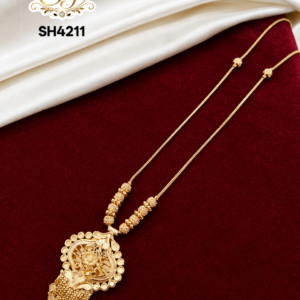 Traditional Gold Covering Long Chain with Designer Pendant