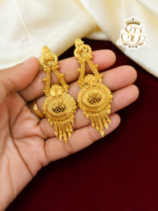 Traditional gold plated long earrings