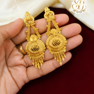 Traditional gold plated long earrings