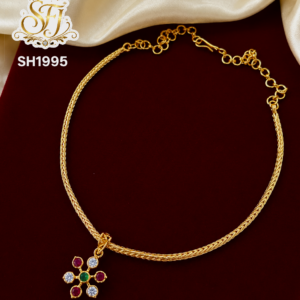 Multicolor Floral Stone Gold Covering Pendant Chain