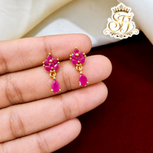 Floral ruby drop earrings