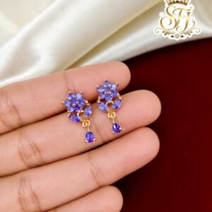Floral purple drop earrings
