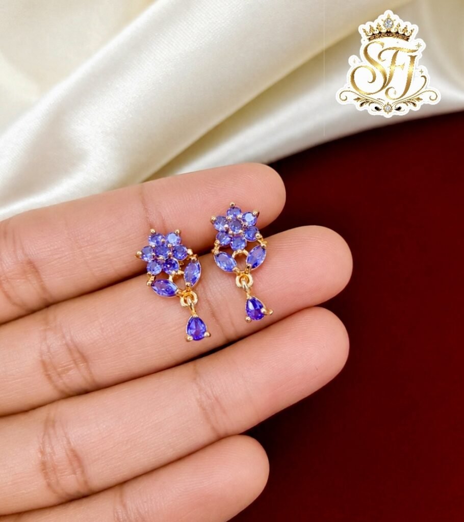 Floral purple drop earrings