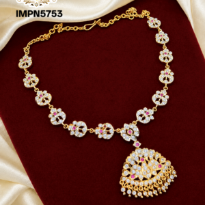 Ruby White Stone Gold Covering Necklace