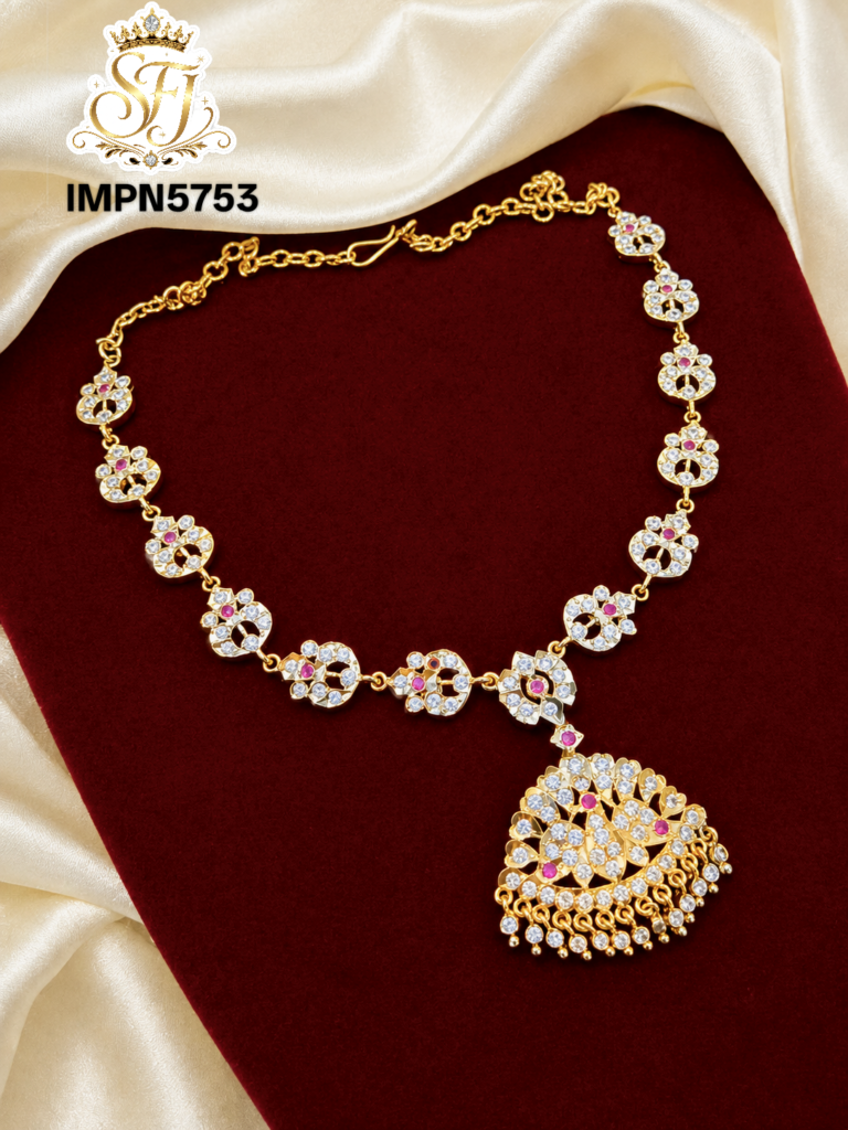 Ruby White Stone Gold Covering Necklace