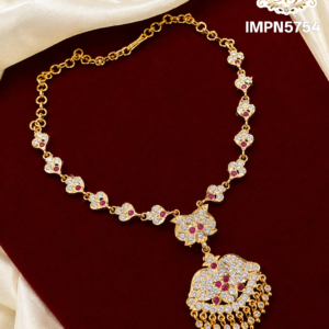 Ruby White Stone Designer Gold Covering Necklace for Women