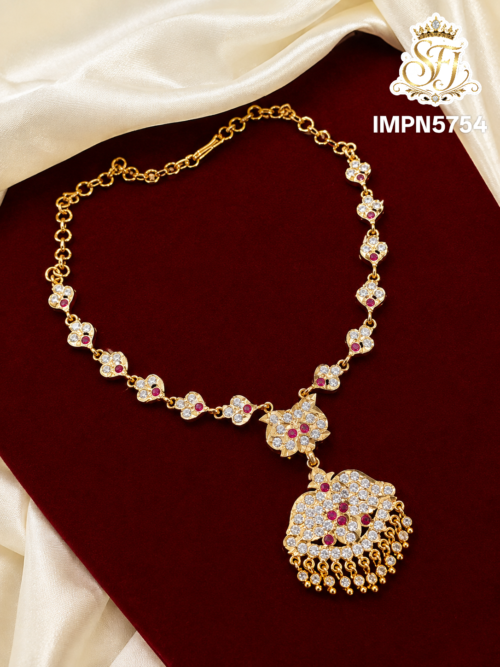 Ruby White Stone Designer Gold Covering Necklace for Women 1