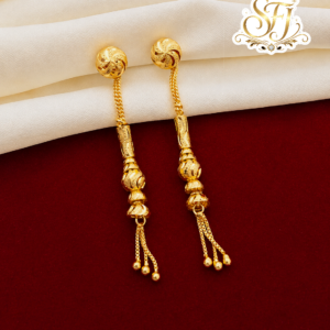 Gold Covering Long Drop Earrings