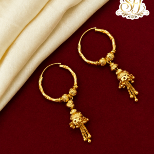Traditional Gold Covering Hoop Jhumka Earrings