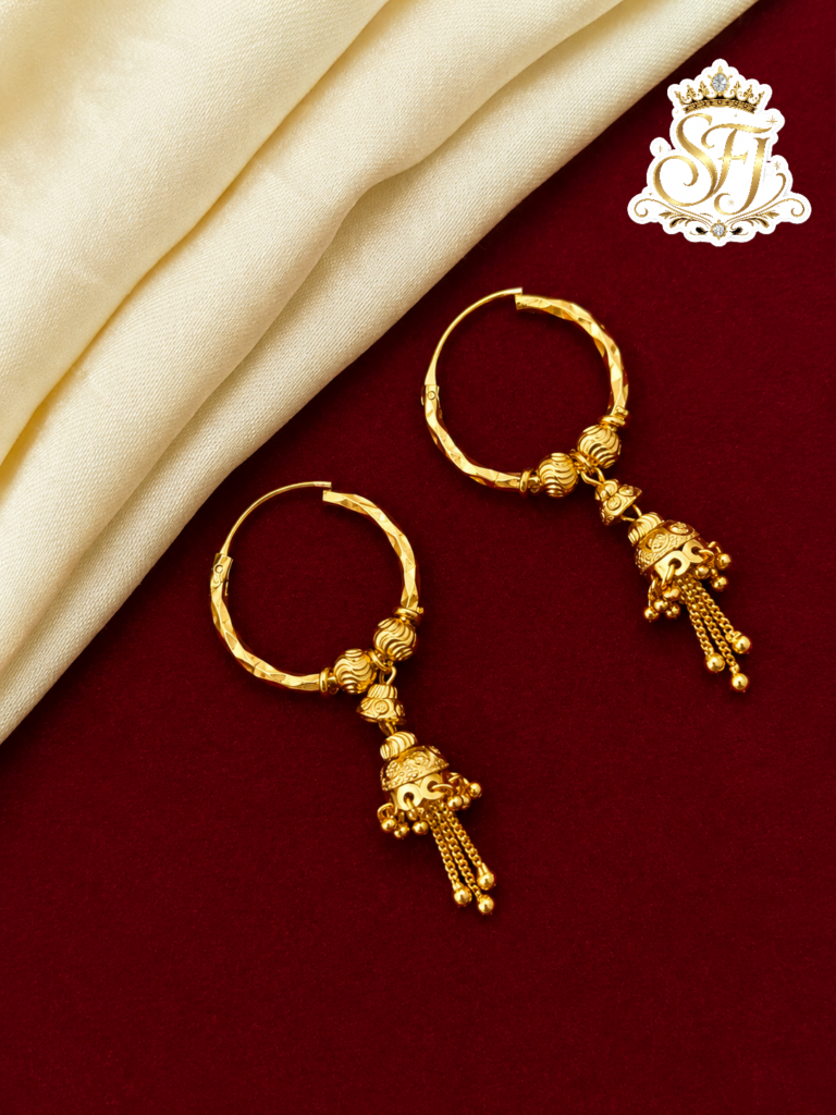 Traditional Gold Covering Hoop Jhumka Earrings