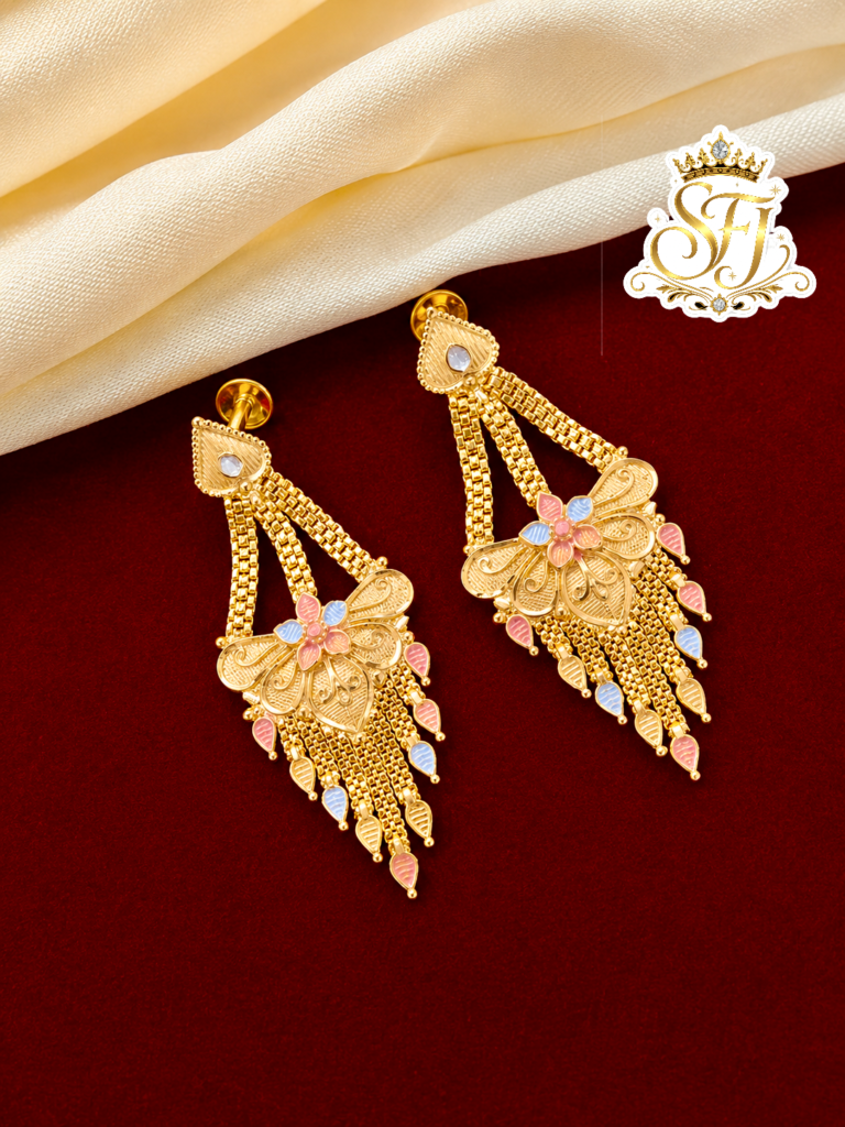 Bridal  tri color mix earrings