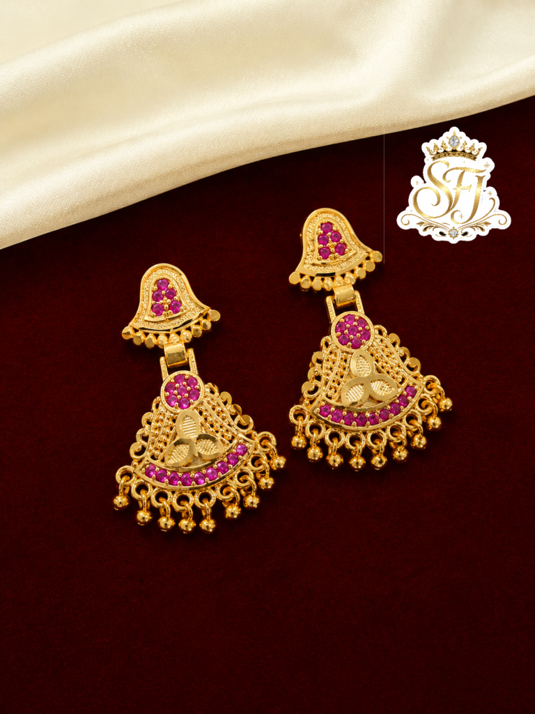 Ruby Stone Gold plated Earrings