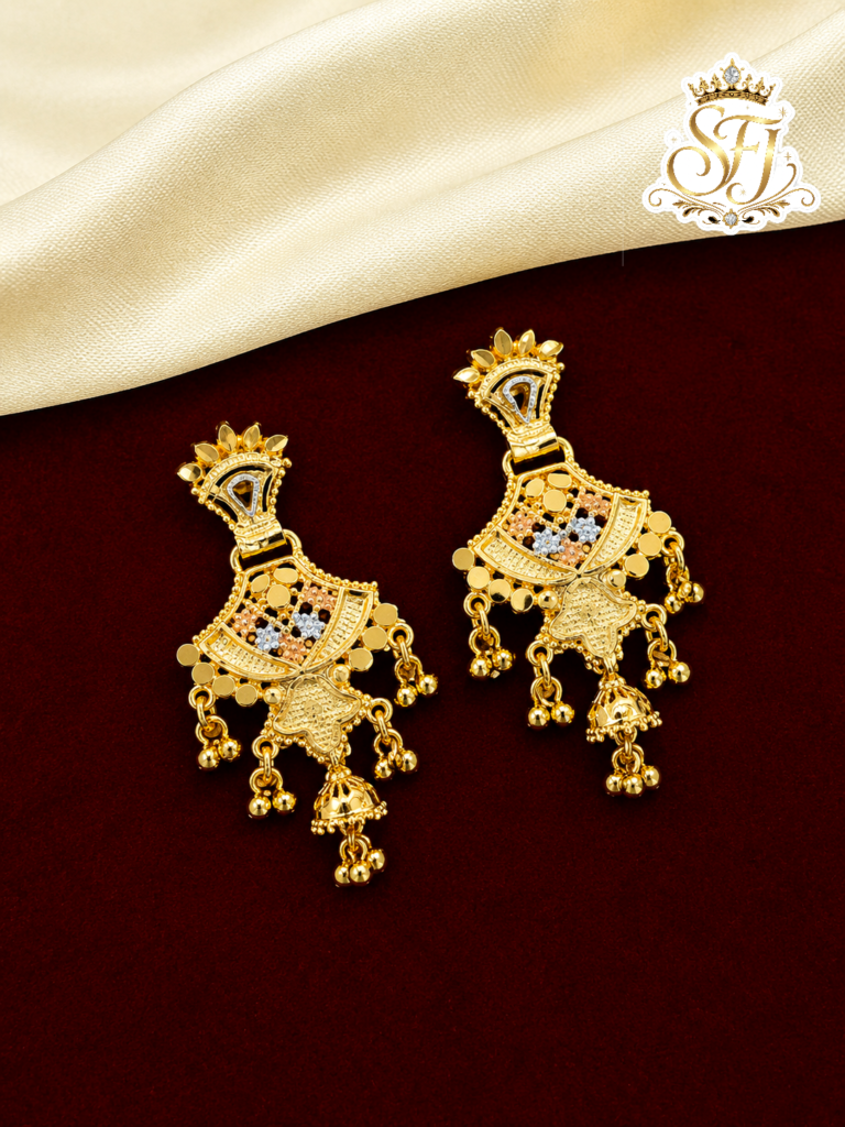 Traditional Gold Covering Jhumka Hanging Earrings