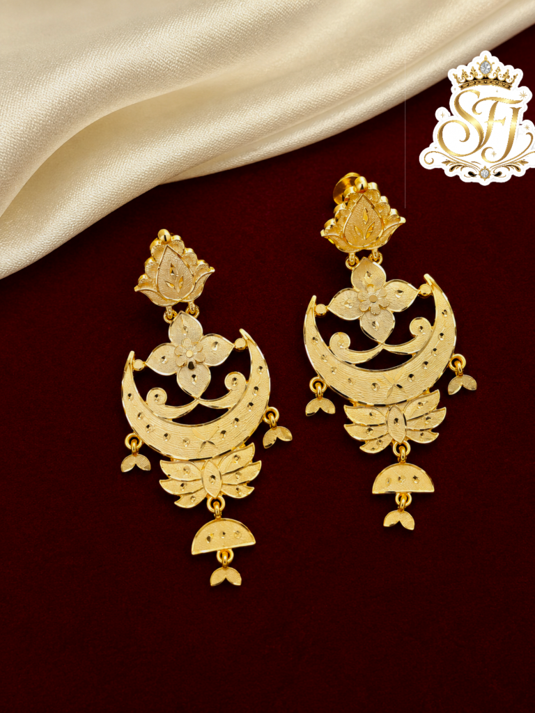 Gold look long turkish indian mix earrings
