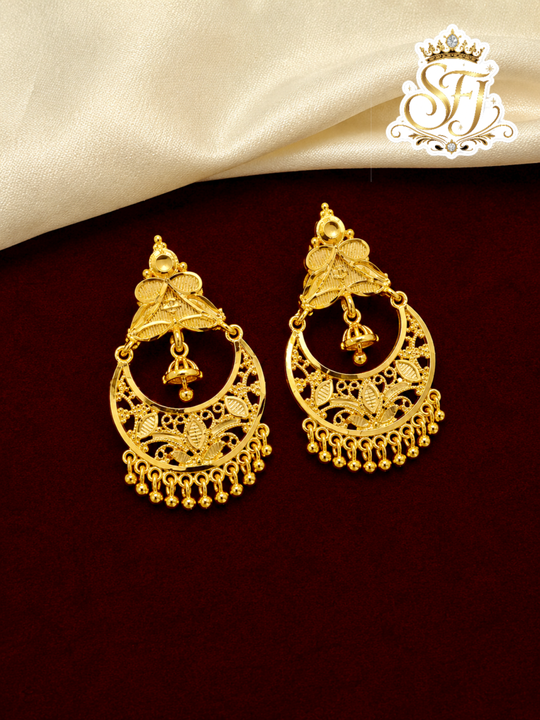 Traditional Gold Covering Floral Chandbali Earrings