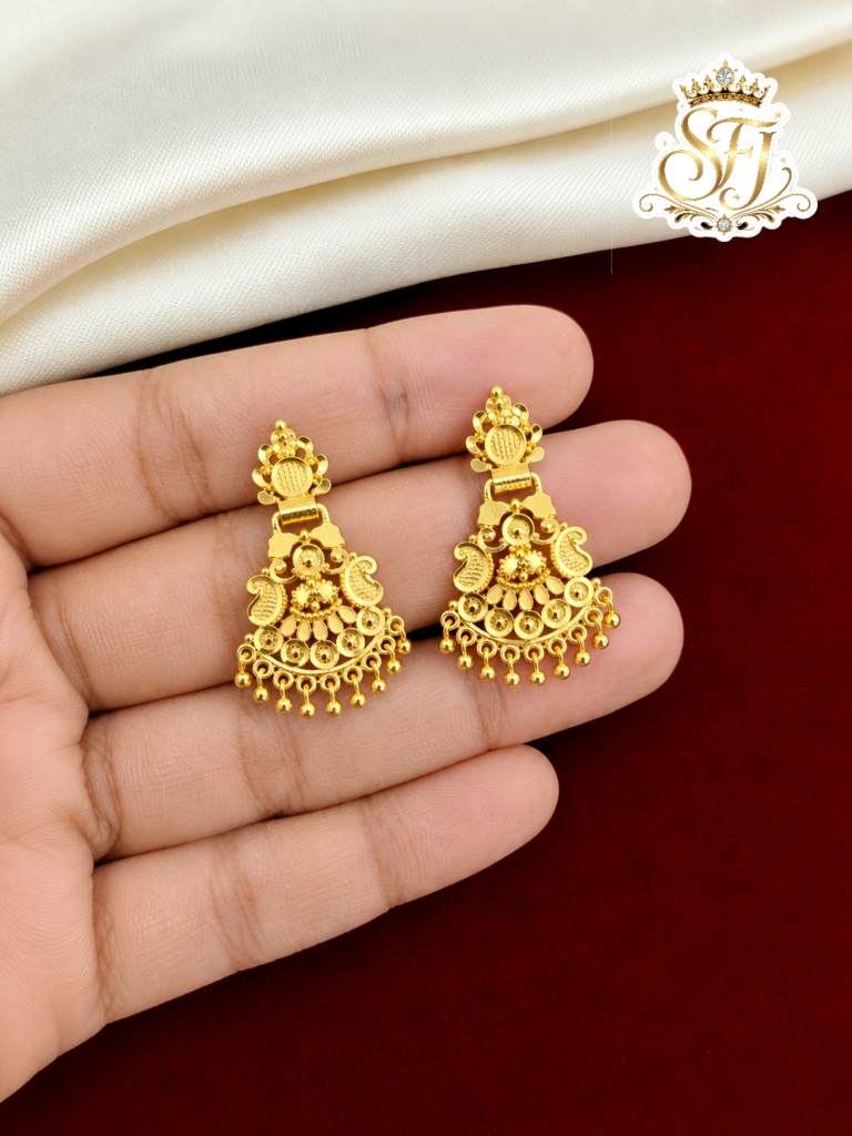 Traditional Gold Covering Mango Design Earrings