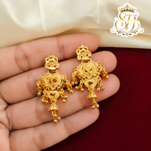 Traditional Gold Covering Heart Design Jhumka Earrings