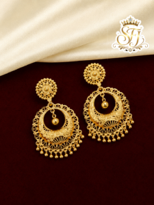 Traditional Gold Covering Round Chandbali Earrings