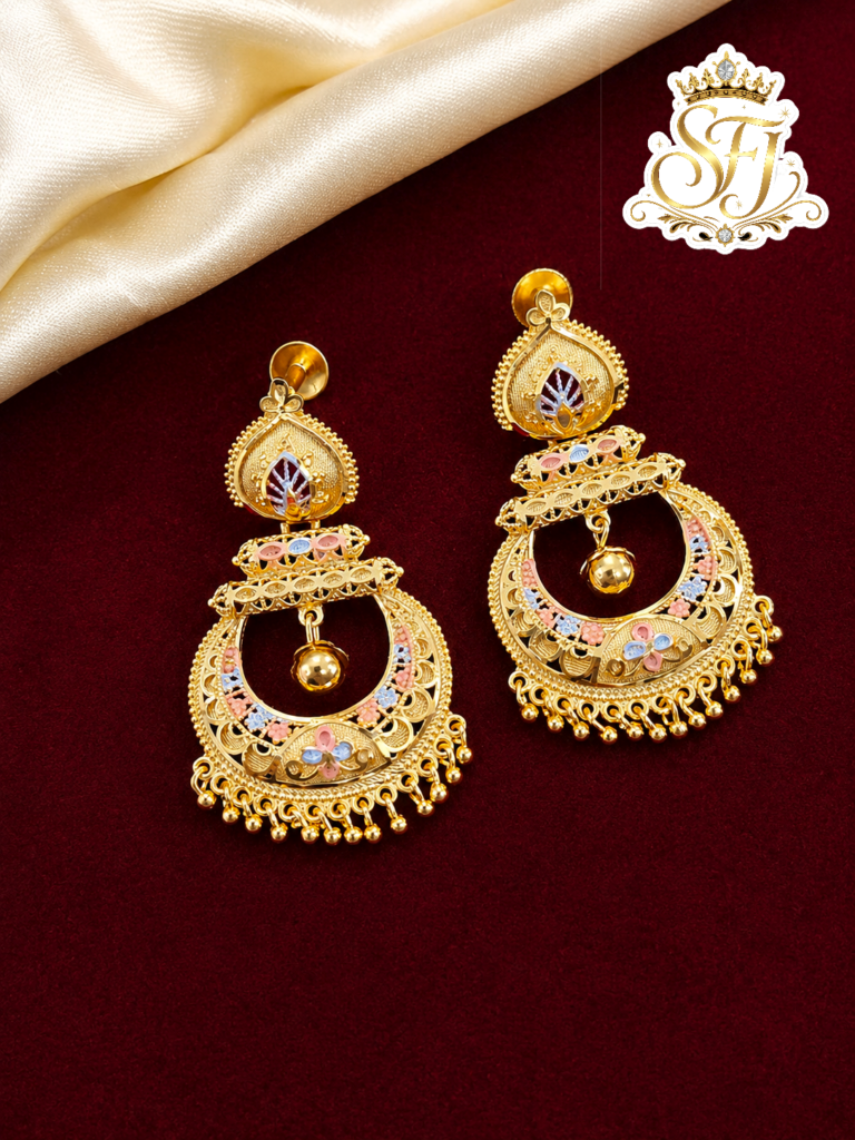 Tricolor mix gold plated earrings