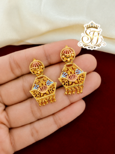 Traditional Multicolor Gold Covering Designer Drop Earrings