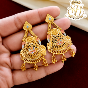 Gold Covering Peacock Floral Earrings