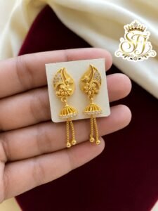 Floral white and stone hanging earrings