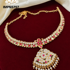 Traditional Ruby White impone stone fitted  Necklace